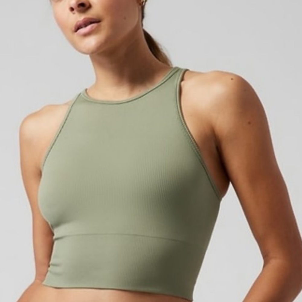 Athleta Aurora High Neck Cropped Ribbed Tank Small